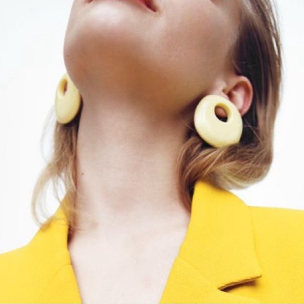 Yellow Acrylic Round Earrings